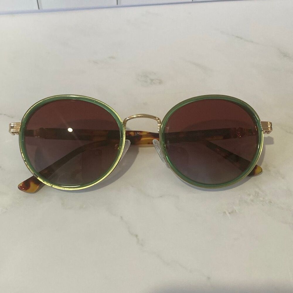 CARFIA Polarized Round Sunglasses Green Gold Tortoise CA1951